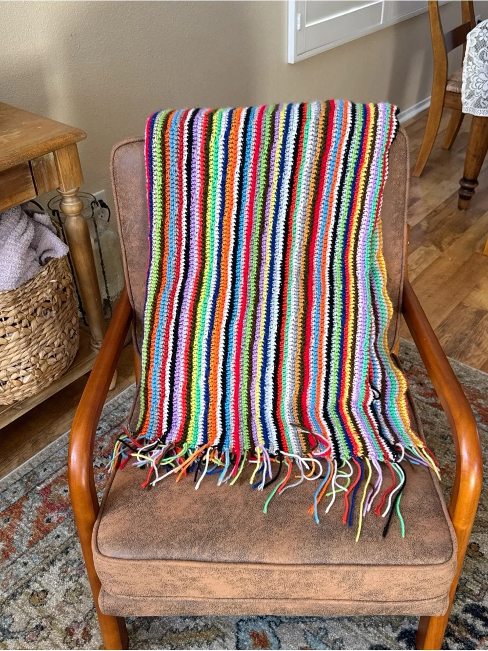 Colorful Multistripe Crochet Throw Blanket - Vibrant Stripes
